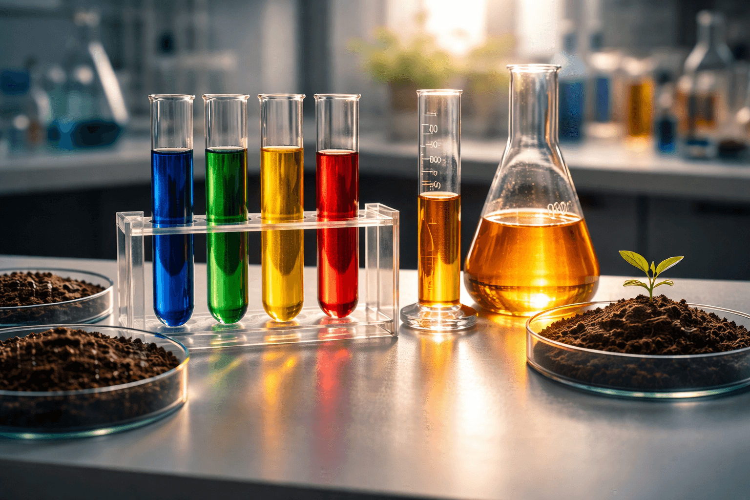 Illustrated agricultural chelant product scene